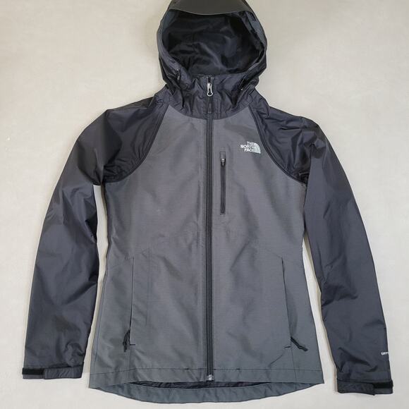 The North Face DryVent Black Gray Hooded Zip-Up Wind Rain Jacket Women's XS - Picture 1 of 11
